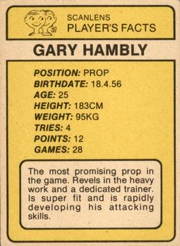 1981 Scanlens #47 Gary Hambly Back